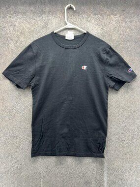 Champion Shirt Mens Small Black Small C Chest Logo Tee Casual Cotton y2k 2000s